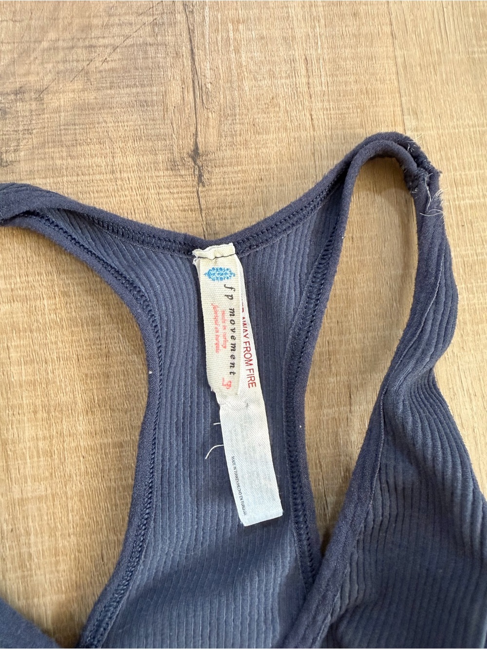 Free People Ribbed Racerback Crop Tank Top - Navy - Picture 2 of 3